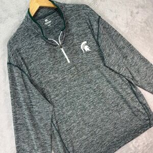 Colosseum Michigan State Spartans 1/4 Zip Pullover‎ Green Heather Sz XL Game Day